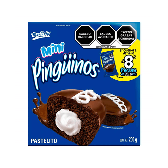 Imagen de Mini Pingüinos Marinela caja con 8 pzas de 25g c/u