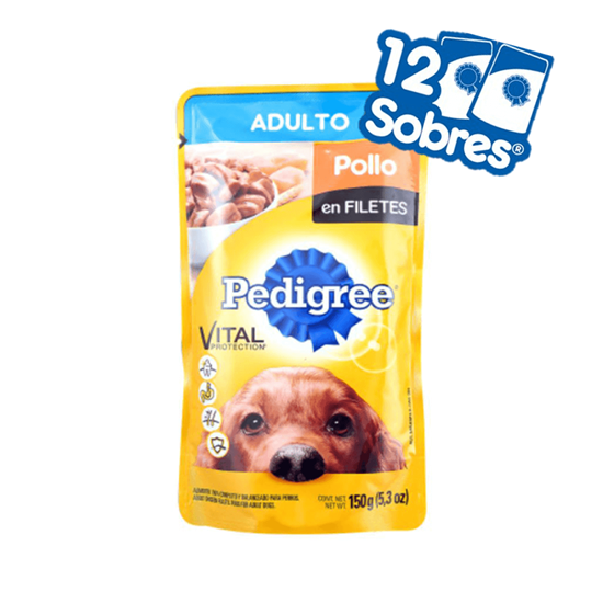 Imagen de Alimento para perro adulto Pedigree de pollo en filetes 12 sobres de 100g c/u