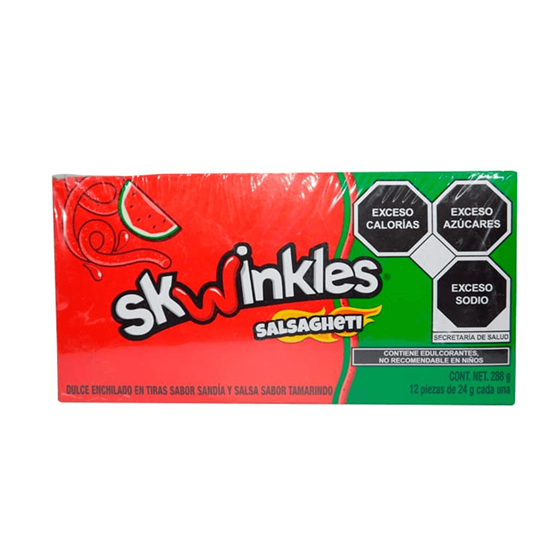 Imagen de Caramelo suave Skwinkles Salsagheti sabor sandía 12 pzas de 24g c/u