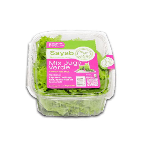 Imagen de Mix hidropónico jugo verde (espinaca, lechuga, kale, manzana golden smith) Sayab domo 200g