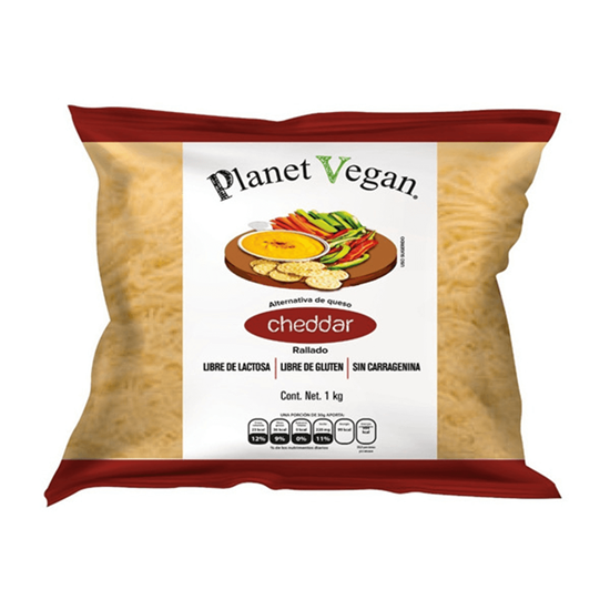 Imagen de Queso vegano imitación cheddar rallado Planet Vegan 1kg