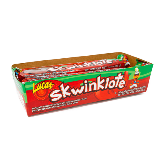 Imagen de Caramelo suave sabor sandía enchilada Lucas Skwinklote caja con 6 pzas de 40g c/u (240g)