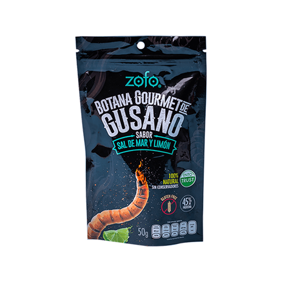 Imagen de Botana gourmet de gusano Zofo sabor sal de mar y limón 50g