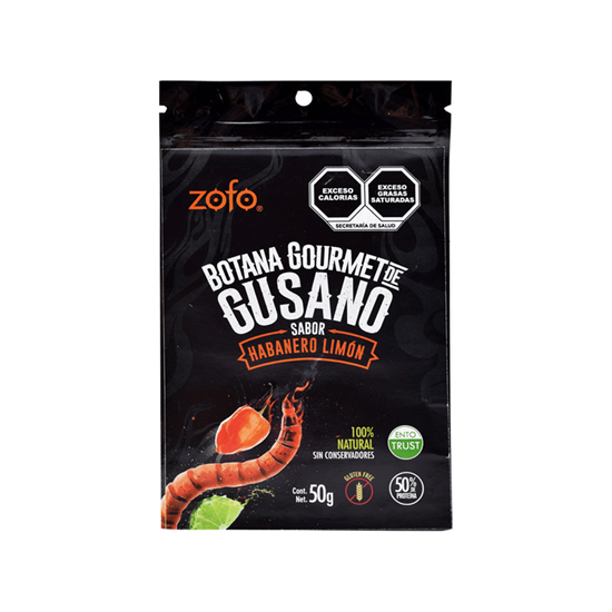 Imagen de Botana gourmet de gusano Zofo sabor habanero limón 50g