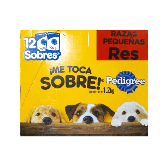 Imagen de Alimento para razas pequeñas Pedigree de res en filetes 12 sobres de 100g c/u (1.2kg)