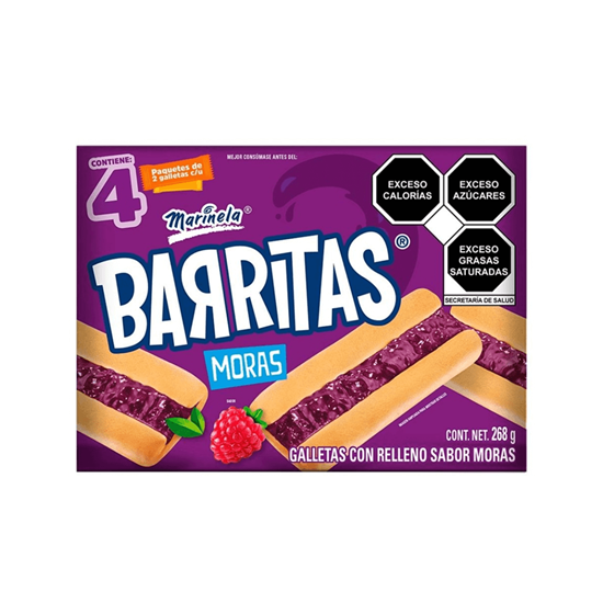 Imagen de Barritas con relleno de moras Marinela 268g