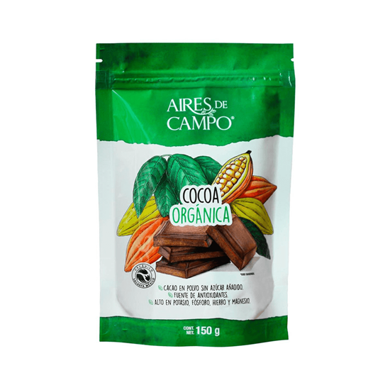 Imagen de Cocoa en polvo orgánica sin azúcar añadido Aires de Campo 150g