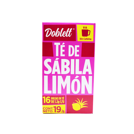 Imagen de Té de sábila con limón Doblett 16 bolsas de 1.2g c/u
