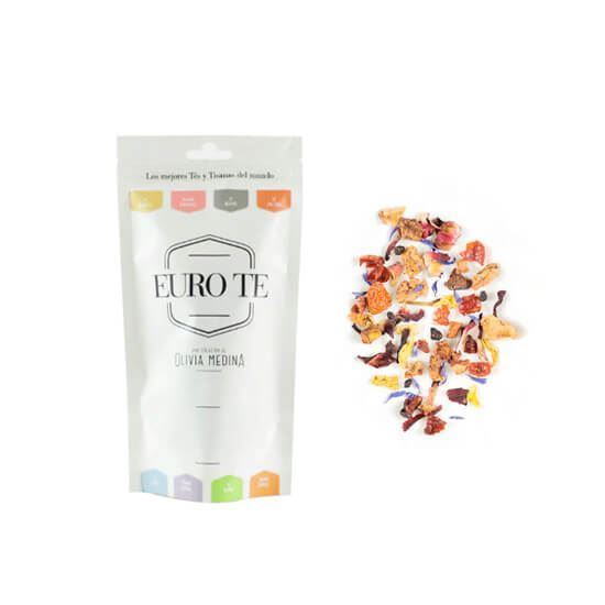 Imagen de Tisana fantasía tropical (manzana, baya de sauco, fresa, maracuyá, kiwi, pétalo de rosa, flor de aciano, frambuesa y pétalo de girasol) Euro Te 100g