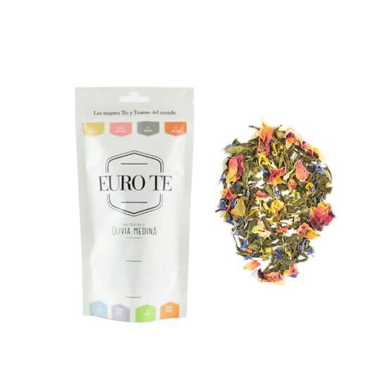 Imagen de Tisana carnaval (té verde, pétalos de rosa, flor de cártamo, pétalos de aciano, fruta de la pasión y piña) Euro Te 100g