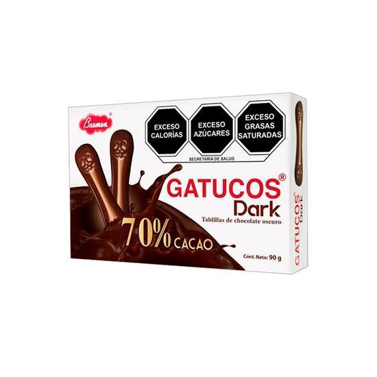 Imagen de Tablillas de chocolate oscuro 70% cacao en forma de lenguas de gato Bremen Gatucos Dark 90g