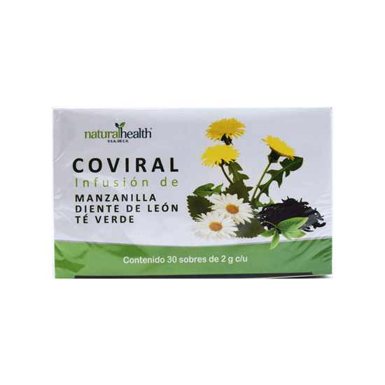 Imagen de Té verde infusión con manzanilla y diente de león Coviral 30 sobres de 2g c/u