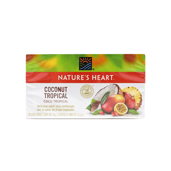Imagen de Té de coco tropical Nature's Heart 20 sobres de 1.5g c/u