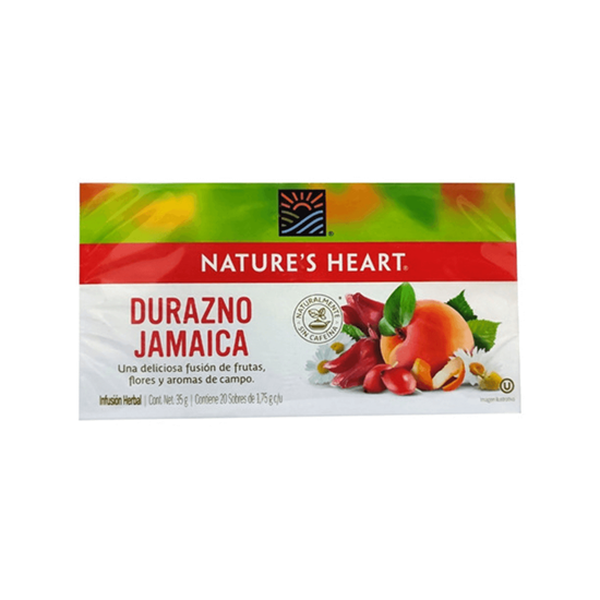 Imagen de Té de jamaica y durazno Nature's Heart 20 sobres de 1.75g c/u