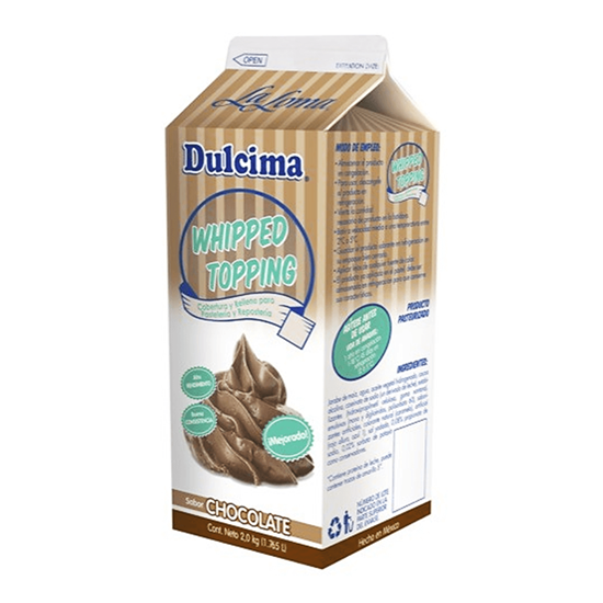 Imagen de Cobertura y relleno sabor chocolate Dulcima Whipped Topping La loma 2kg
