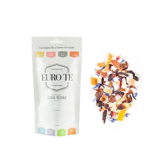 Imagen de Tisana Florida fruits (manzana, papaya, piña, cáscara de naranja, flor de aciano, pétalo de rosa, pétalos de girasol, limón, fresa y granadina) Euro Te 100g