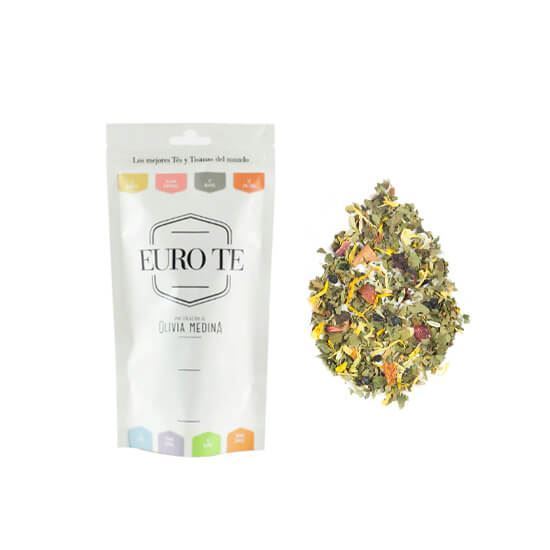 Imagen de Tisana hurricane (hoja de zarza, anís, manzana, hinojo, baya de sauco, flor de caléndula, pétalo de girasol y jamaica) Euro te 100g