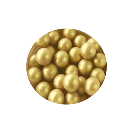 Imagen de Perlas comestibles diamante color dorado grandes bolsa de 50g