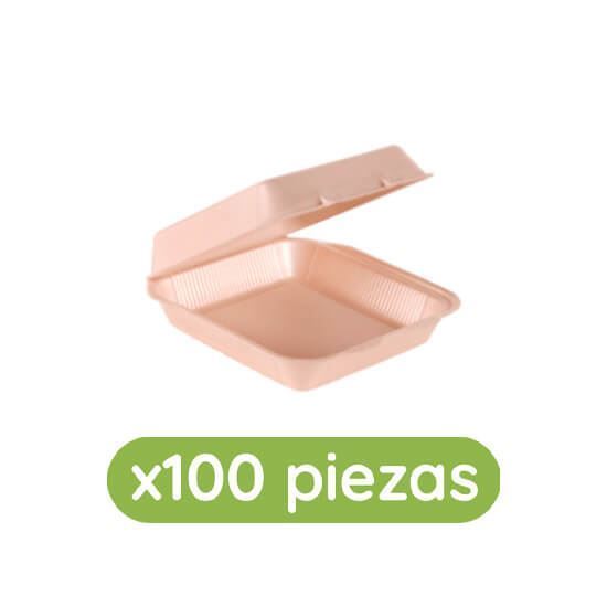 Imagen de Contenedor térmico biodegradable 7x7 (19.5x17cm) liso Bio Reyma 100 pzas