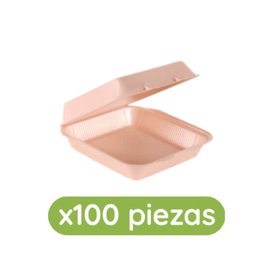 Imagen de Contenedor térmico biodegradable 8x8 (21x21cm) liso Bio Reyma 100 pzas