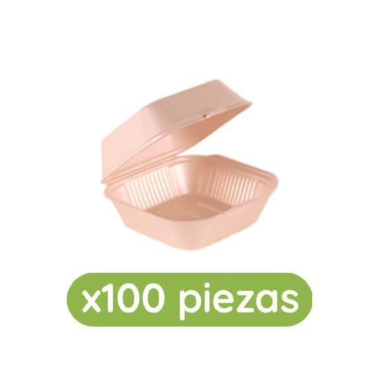 Imagen de Contenedor térmico biodegradable para hamburguesa (14.5x14cm) Bio Reyma 100 pzas