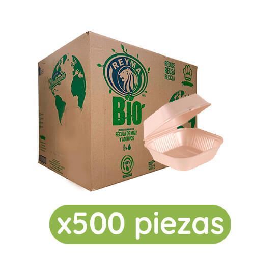 Imagen de Contenedor térmico biodegradable para hamburguesa (14.5x14cm) Bio Reyma 500 pzas