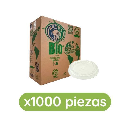 Imagen de Tapa biodegradable plana para vasos de 12 y 16oz Bio Reyma 1000 pzas
