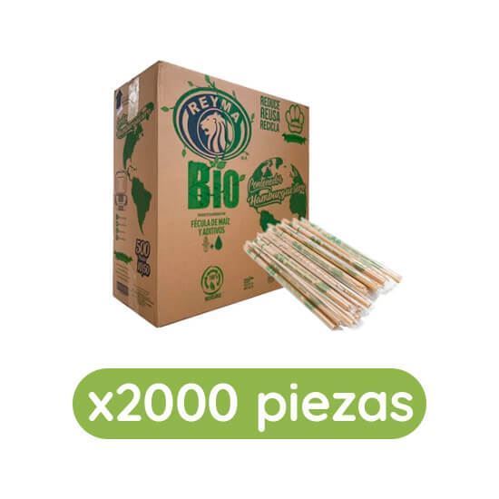 Imagen de Popote biodegradable estuchado en plástico Bio Reyma 2000 pzas