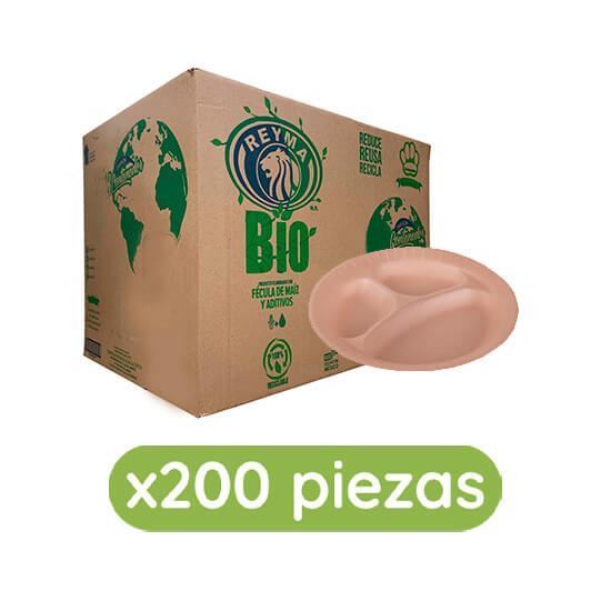 Imagen de Charola biodegradable con división 8oz (22cm) Bio Reyma 200 pzas