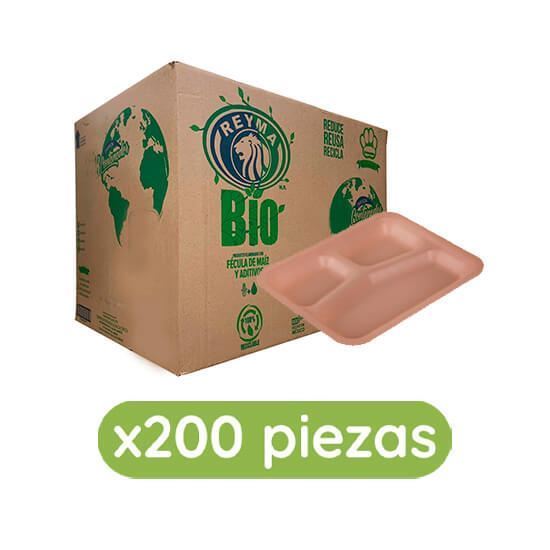 Imagen de Charola biodegradable con división 9oz (23.4cm) Bio Reyma 200 pzas
