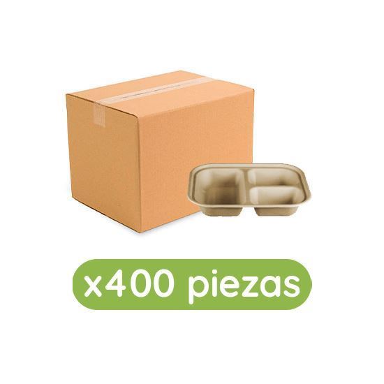 Imagen de Contenedor rectangular de paja de trigo 10x8 (25x20cm) con división Ubic 400 pzas