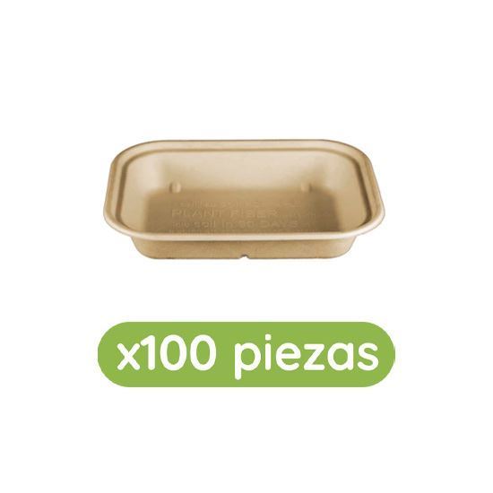 Imagen de Contenedor rectangular de paja de trigo de 24oz (20x14.6cm) Ubic 100 pzas