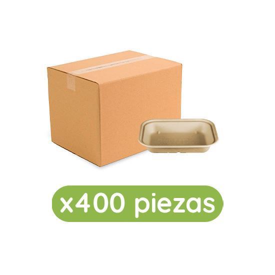 Imagen de Contenedor rectangular de paja de trigo de 24oz (20x14.6cm) Ubic 400 pzas