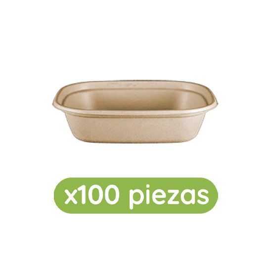 Imagen de Contenedor rectangular de paja de trigo de 32oz 9x7 (22.86x17.78cm) Ubic 100 pzas