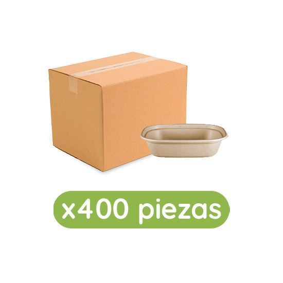 Imagen de Contenedor rectangular de paja de trigo de 32oz 9x7 (22.86x17.78cm) Ubic 400 pzas