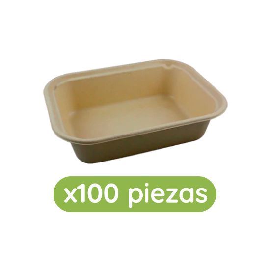 Imagen de Contenedor rectangular de paja de trigo de 48oz 10x8 (25x20cm) Ubic 100 pzas