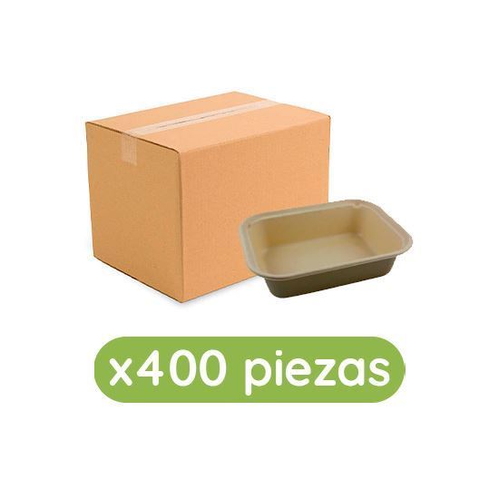 Imagen de Contenedor rectangular de paja de trigo de 48oz 10x8 (25x20cm) Ubic 400 pzas