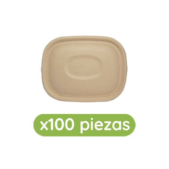 Imagen de Tapa plana de paja de trigo para contenedores rectangulares de 24, 32 y 48oz Ubic 100 pzas