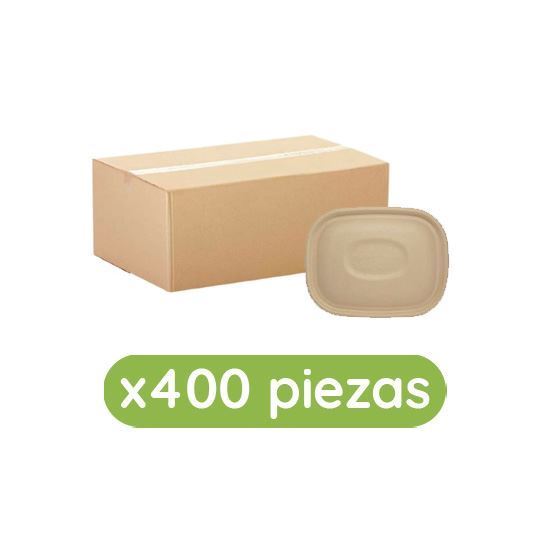 Imagen de Tapa plana de paja de trigo para contenedores rectangulares de 24, 32 y 48oz Ubic 400 pzas