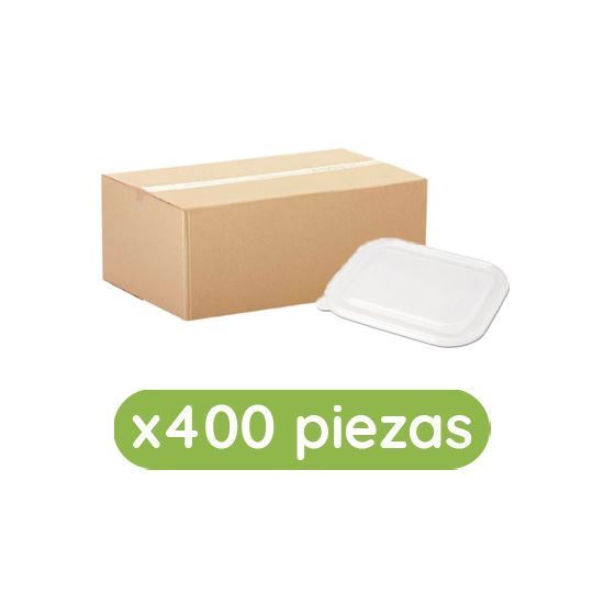 Imagen de Tapa plana transparente biodegradable para contenedores rectangulares de 24,32 y 48oz Ubic 400 pzas