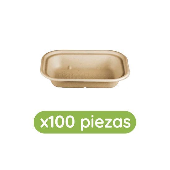 Imagen de Contenedor rectangular de paja de trigo de 17oz 8x6 (20x15cm) Ubic 100 pzas