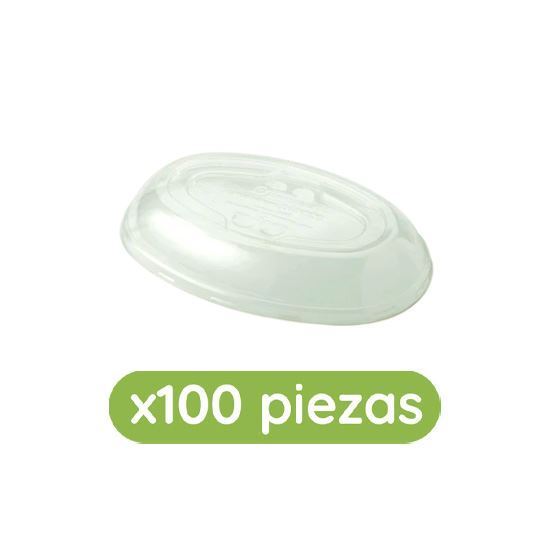 Imagen de Tapa plana transparente biodegradable para contenedor ovalado de 32oz Ubic 100 pzas