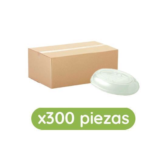 Imagen de Tapa plana transparente biodegradable para contenedor ovalado de 32oz Ubic 300 pzas