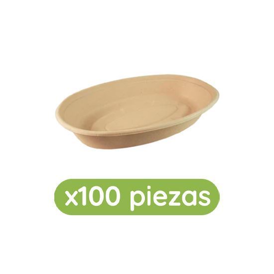 Imagen de Contenedor ovalado de paja de trigo de 24 oz (20x13cm) Ubic 100 pzas