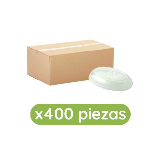 Imagen de Tapa plana transparente biodegradable para contenedor ovalado de 24oz Ubic 400 pzas