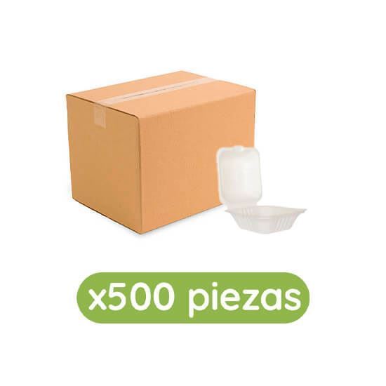 Imagen de Contenedor almeja de caña de azúcar para hamburguesa 6x6 (15x15cm) Ubic 500 pzas