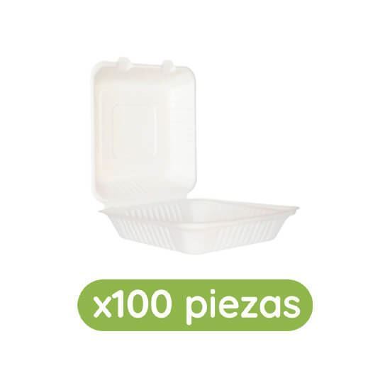 Imagen de Contenedor almeja de caña de azúcar 8x8 (21x21cm) liso Ubic 100 pzas