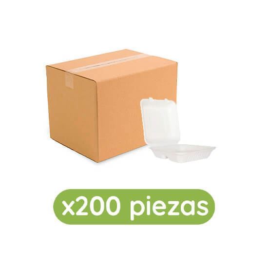 Imagen de Contenedor almeja de caña de azúcar 8x8 (21x21cm) con división Ubic 200 pzas