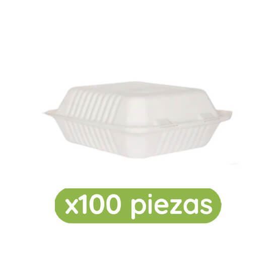 Imagen de Contenedor almeja de fécula de maíz 8x8 (21x21cm) liso Ubic 100 pzas