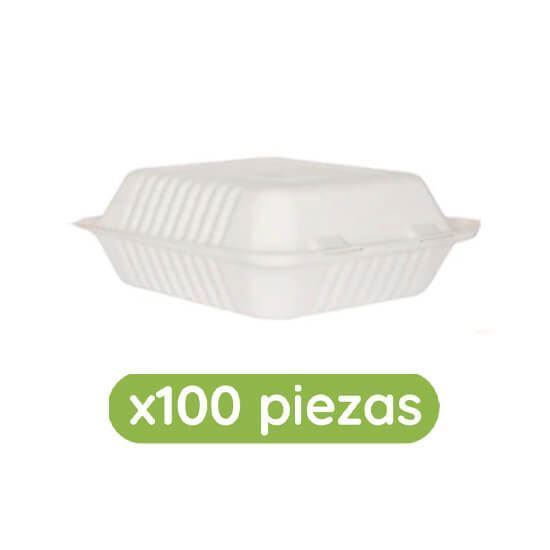 Imagen de Contenedor almeja de fécula de maíz 9x9 (23x23cm) liso Ubic 100 pzas